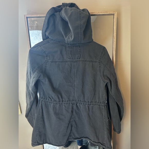Mossimo Supply Co. Dark Gray Jacket Lightweight Hooded Cinch Waist Size S/P - Picture 6 of 6